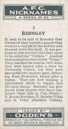 1933 Ogden’s Cigarettes AFC Nicknames #3 Barnsley Back