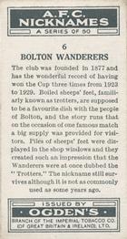 1933 Ogden’s Cigarettes AFC Nicknames #6 Bolton Wanderers Back