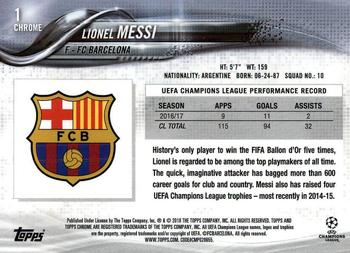 2017-18 Topps Chrome UEFA Champions League #1 Lionel Messi Back