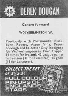 1967-68 A&BC Star Players #45 Derek Dougan Back