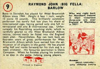 1958-59 A&BC Chewing Gum #9 Ray Barlow Back