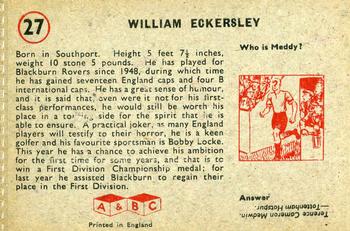 1958-59 A&BC Chewing Gum #27 Bill Eckersley Back