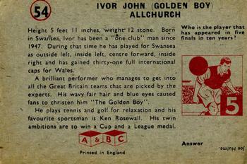 1958-59 A&BC Chewing Gum #54 Ivor Allchurch Back