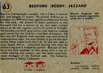 1958-59 A&BC Chewing Gum #63 Bedford Jezzard Back