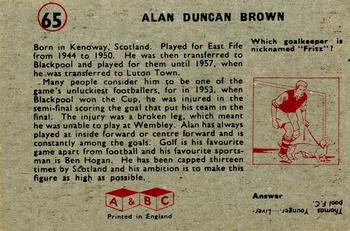1958-59 A&BC Chewing Gum #65 Allan Brown Back