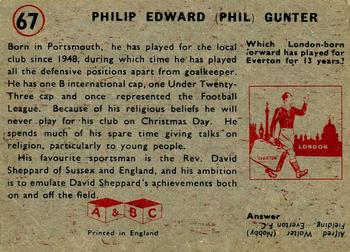 1958-59 A&BC Chewing Gum #67 Phil Gunter Back