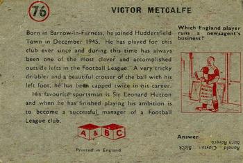 1958-59 A&BC Chewing Gum #76 Victor Metcalfe Back