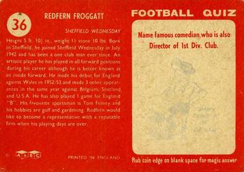 1959-60 A&BC Chewing Gum #36 Redfern Froggatt Back