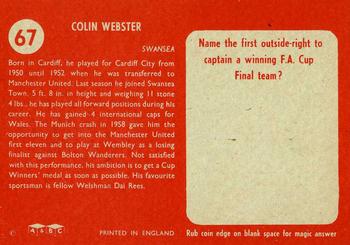 1959-60 A&BC Chewing Gum #67 Colin Webster Back