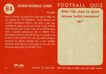 1959-60 A&BC Chewing Gum #84 George Cohen Back