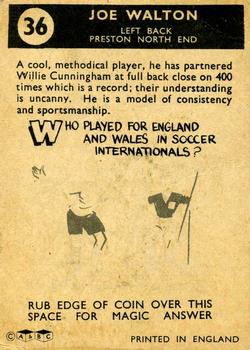 1960-61 A&BC Chewing Gum #36 Joe Walton Back