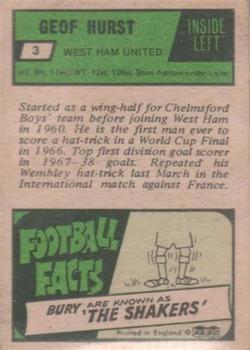 1969-70 A&BC Chewing Gum #3 Geoff Hurst Back