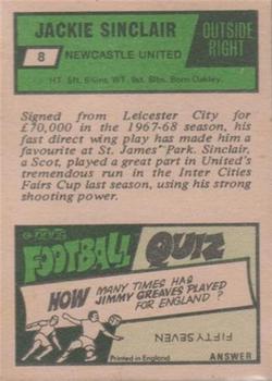 1969-70 A&BC Chewing Gum #8 Jackie Sinclair Back