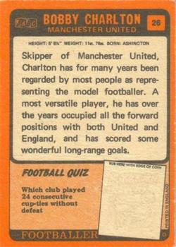 1970-71 A&BC Chewing Gum #26 Bobby Charlton Back
