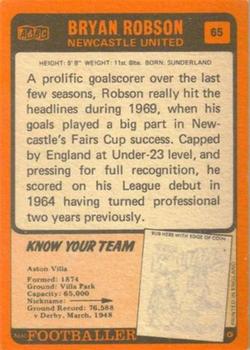 1970-71 A&BC Chewing Gum #65 Bryan Robson Back