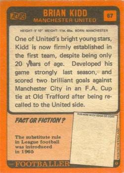 1970-71 A&BC Chewing Gum #67 Brian Kidd Back