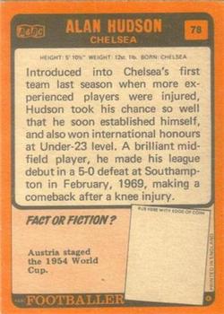1970-71 A&BC Chewing Gum #78 Alan Hudson Back