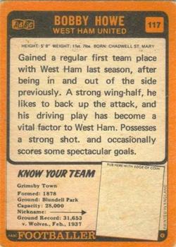 1970-71 A&BC Chewing Gum #117 Bobby Howe Back