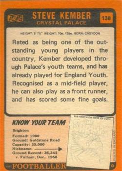 1970-71 A&BC Chewing Gum #138 Steve Kember Back