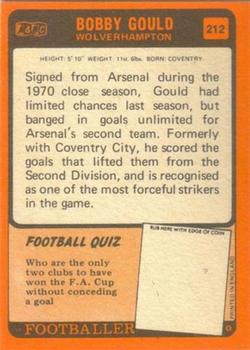 1970-71 A&BC Chewing Gum #212 Bobby Gould Back