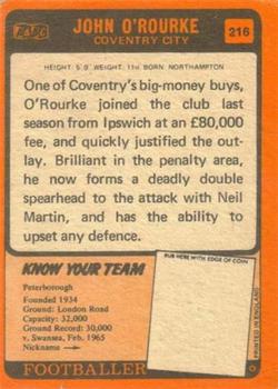 1970-71 A&BC Chewing Gum #216 John O'Rourke Back