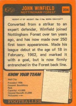 1970-71 A&BC Chewing Gum #234 John Winfield Back
