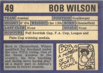 1973-74 A&BC Chewing Gum #49 Bob Wilson Back