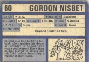 1973-74 A&BC Chewing Gum #60 Gordon Nisbet Back