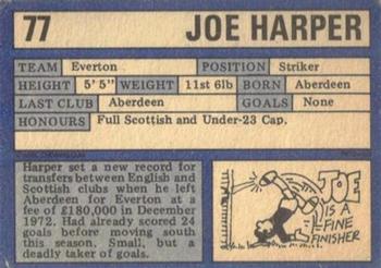 1973-74 A&BC Chewing Gum #77 Joe Harper Back