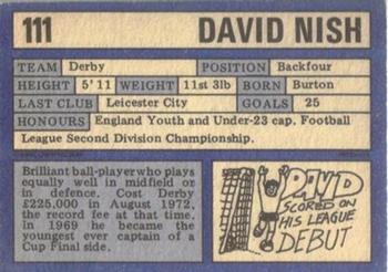1973-74 A&BC Chewing Gum #111 David Nish Back