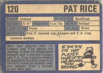 1973-74 A&BC Chewing Gum #120 Pat Rice Back