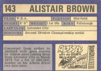 1973-74 A&BC Chewing Gum #143 Alistair Brown Back