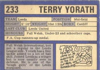 1973-74 A&BC Chewing Gum #233 Terry Yorath Back