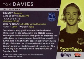 2018 Topps Platinum Premier League #34 Tom Davies Back