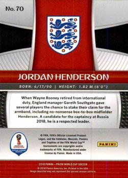 2018 Panini Prizm FIFA World Cup #70 Jordan Henderson Back