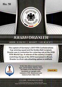 2018 Panini Prizm FIFA World Cup #91 Julian Draxler Back