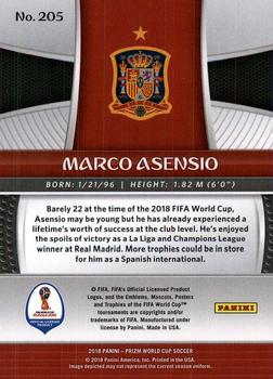 2018 Panini Prizm FIFA World Cup #205 Marco Asensio Back