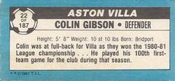 1981-82 Topps Footballer - Singles #22 Colin Gibson Back