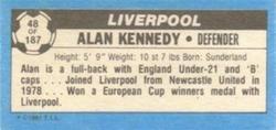 1981-82 Topps Footballer - Singles #48 Alan Kennedy Back