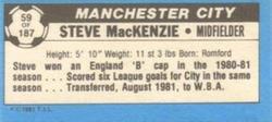 1981-82 Topps Footballer - Singles #59 Steve MacKenzie Back