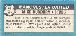 1981-82 Topps Footballer - Singles #67 Mike Duxbury Back