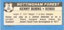 1981-82 Topps Footballer - Singles #78 Kenny Burns Back