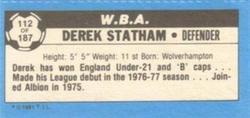 1981-82 Topps Footballer - Singles #112 Derek Statham Back