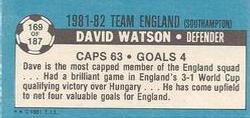 1981-82 Topps Footballer - Singles #169 David Watson Back