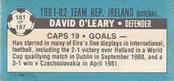 1981-82 Topps Footballer - Singles #181 David O'Leary Back