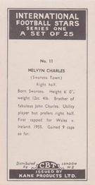 1958 Kane International Football Stars #11 Melvyn Charles Back