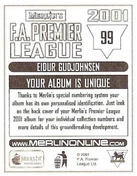 2000-01 Merlin F.A. Premier League 2001 #99 Eidur Gudjohnsen Back