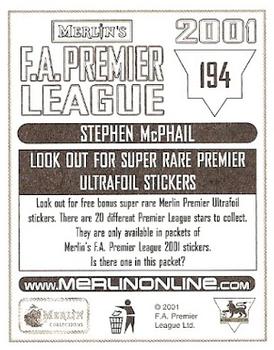 2000-01 Merlin F.A. Premier League 2001 #194 Stephen McPhail Back