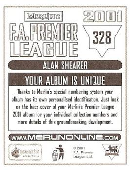 2000-01 Merlin F.A. Premier League 2001 #328 Alan Shearer Back