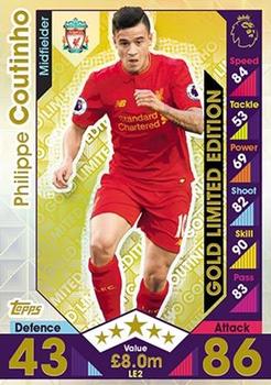 2016-17 Topps Match Attax Premier League - Limited Edition Gold #LE2 Philippe Coutinho Front